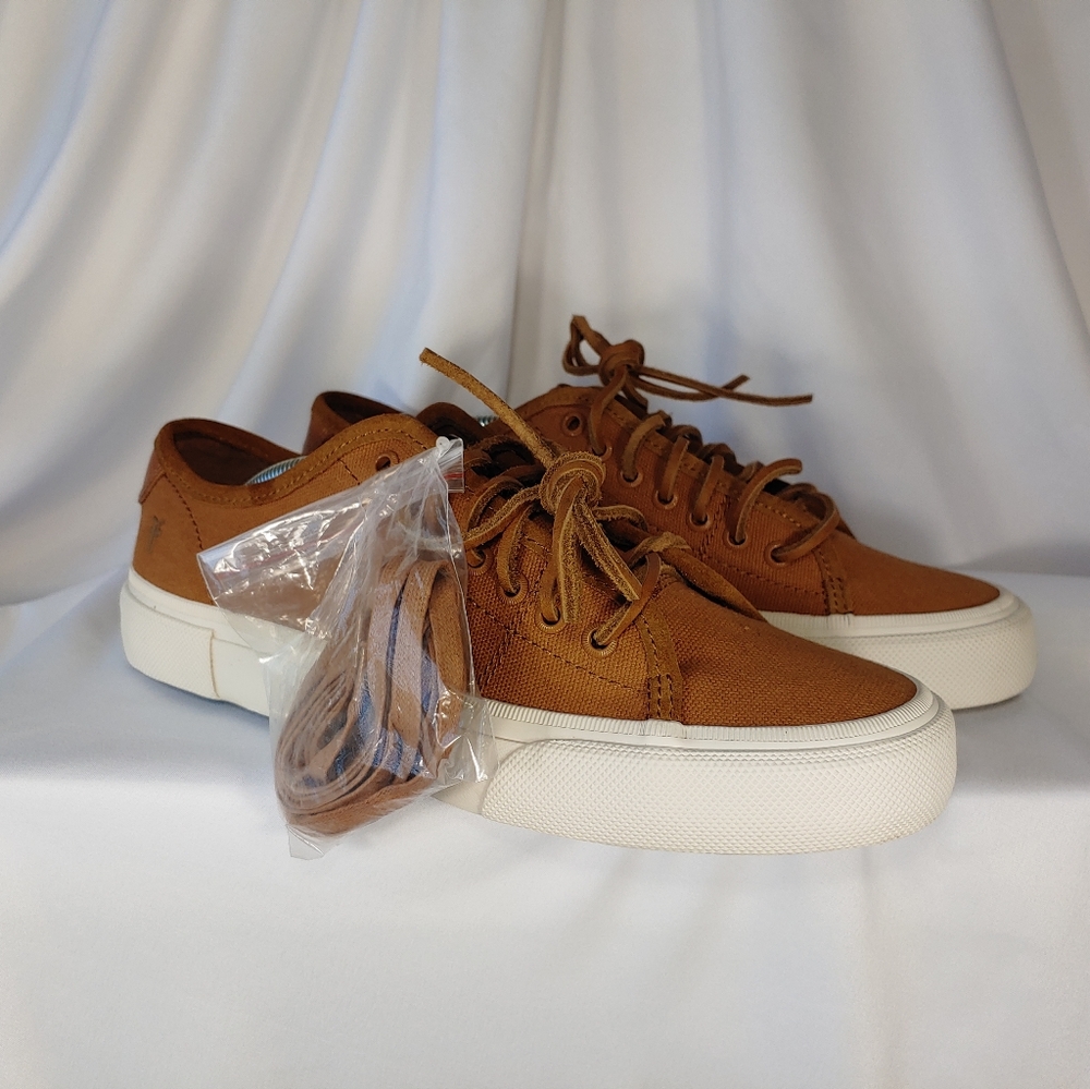 FRYE LUDLOW LOW TOP COGNAC SNEAKERS SIZE 10